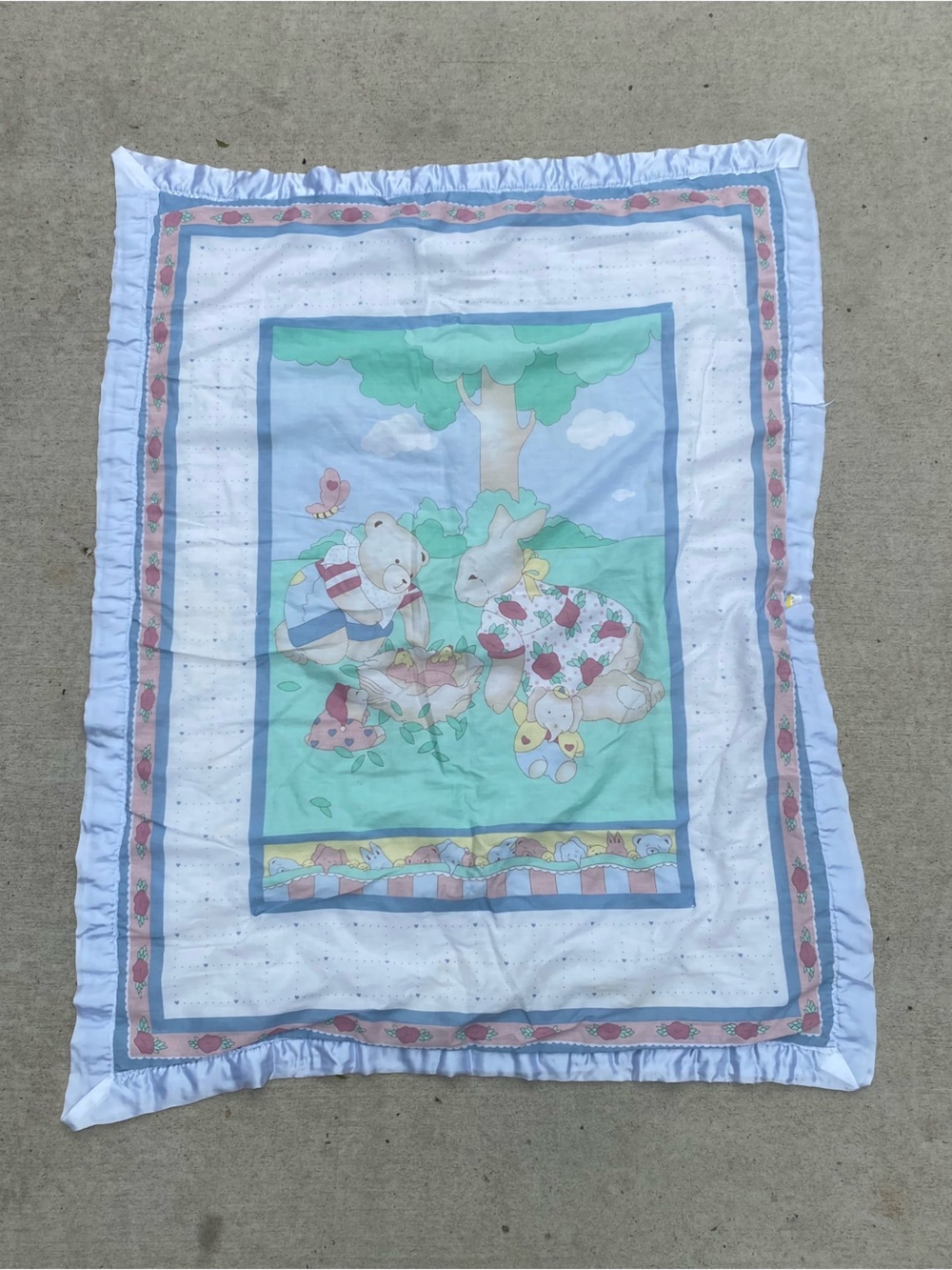 Vintage Grandma Core Baby Toddler Soft Floral Animal Blanket